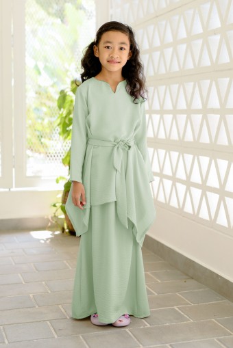Putri Ayu Kurung Girl in Soft Green
